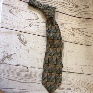 Saville row green geometric silk tie